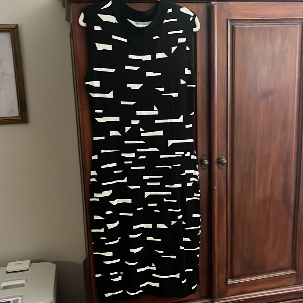 Black and white knee length dress